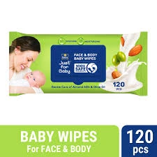 Parachute Just For Baby – Baby Face & Body Wipes (120 pcs) | Gentle, Soft & Safe