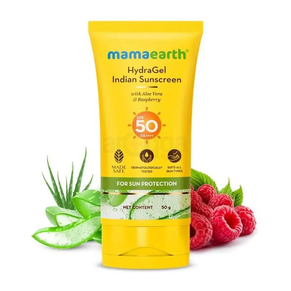 Mamaearth HydraGel Indian Sunscreen with Aloe Vera & Raspberry – 50g